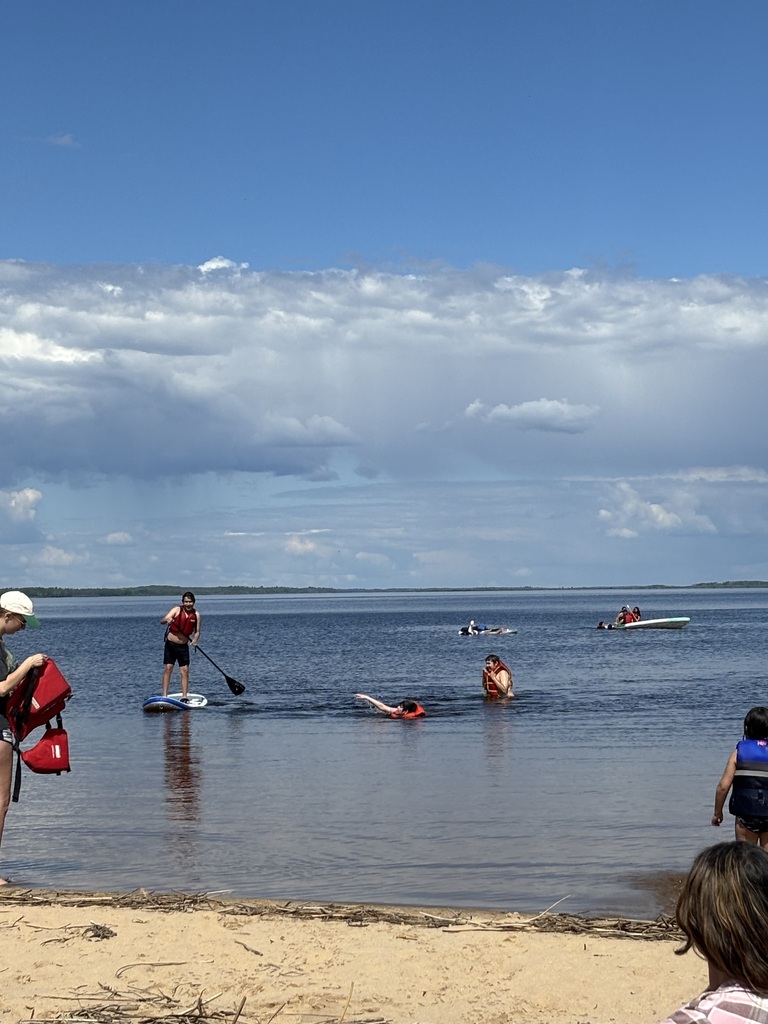 students swimming