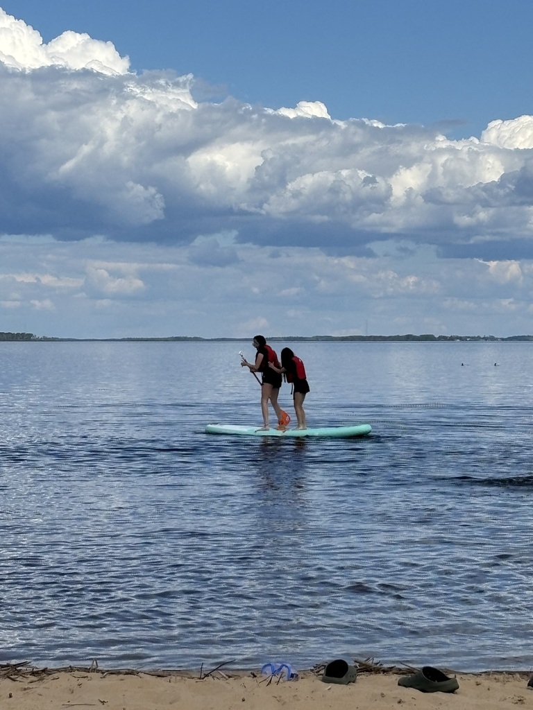 students swimming