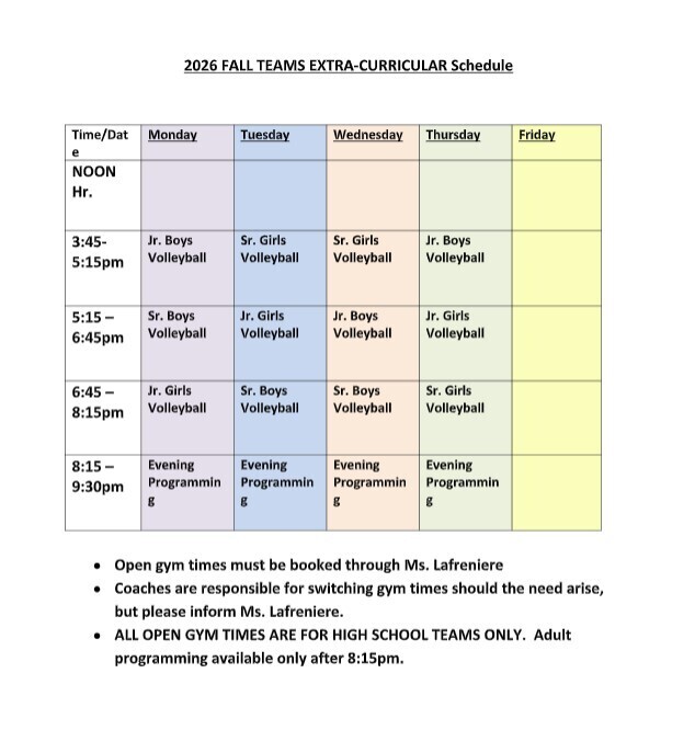 gym schedule
