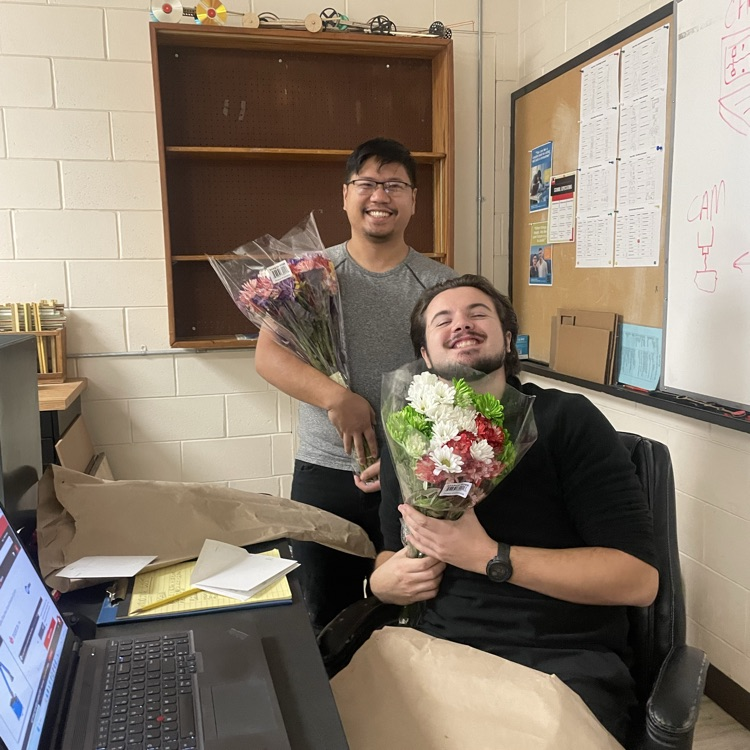 teacher with flowers 