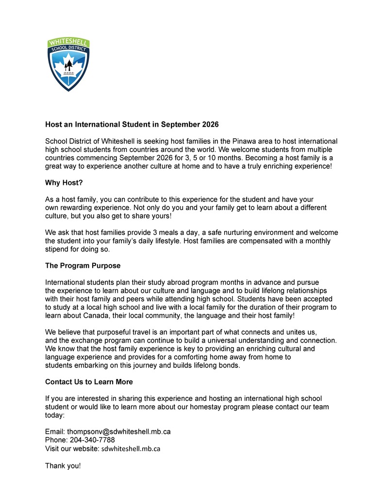 letter for hosting international students