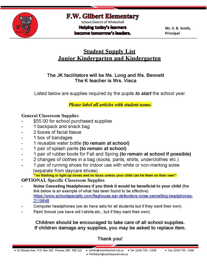 supply list