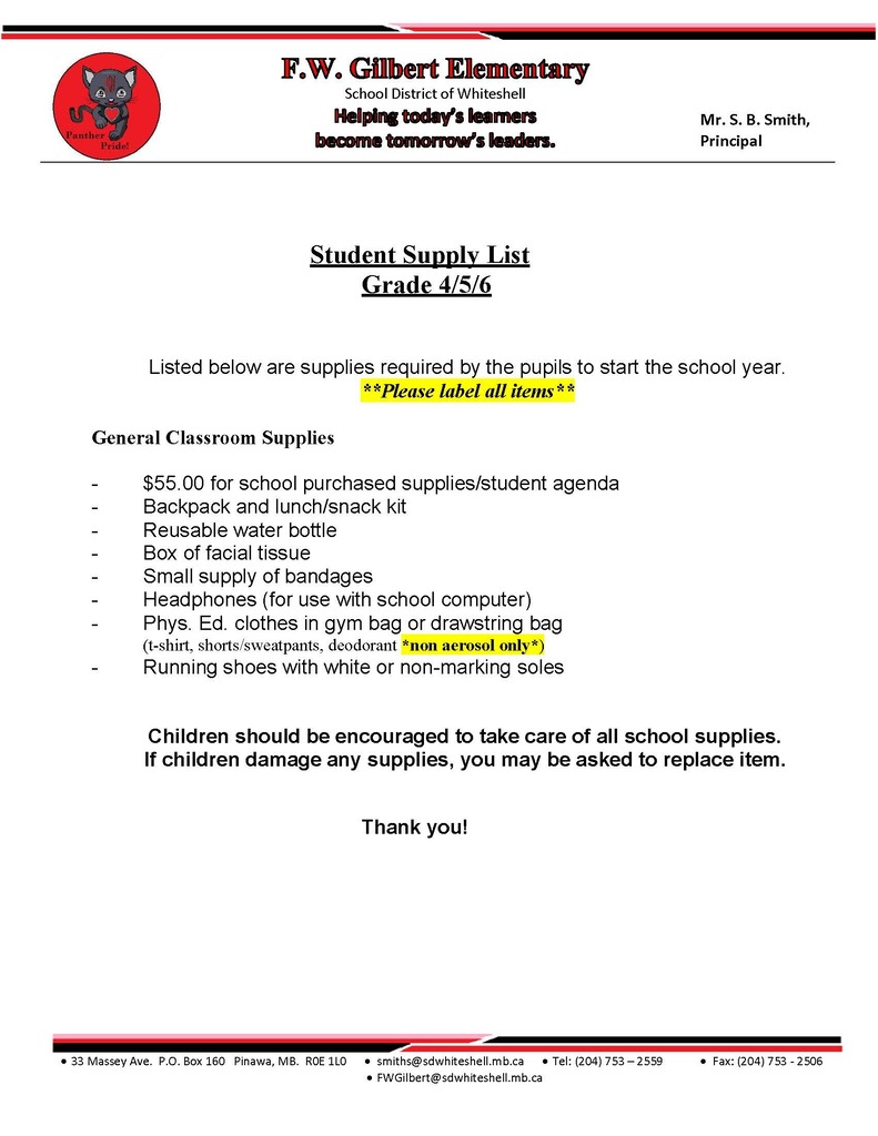 supply list