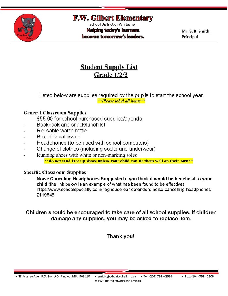 supply list