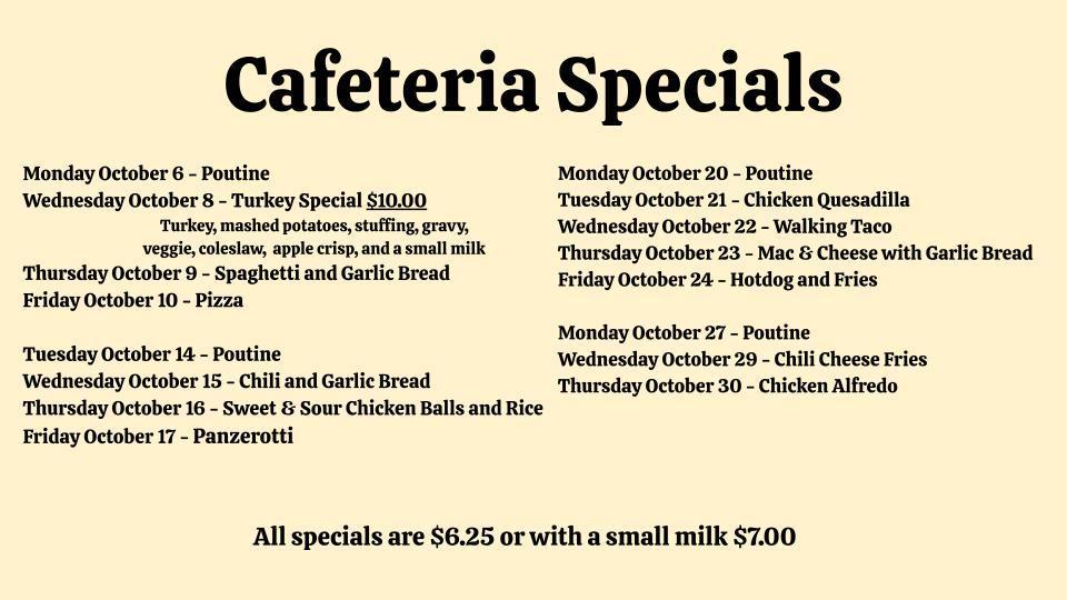 Cafeteria Specials