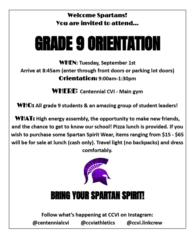Grade 9 Orientation