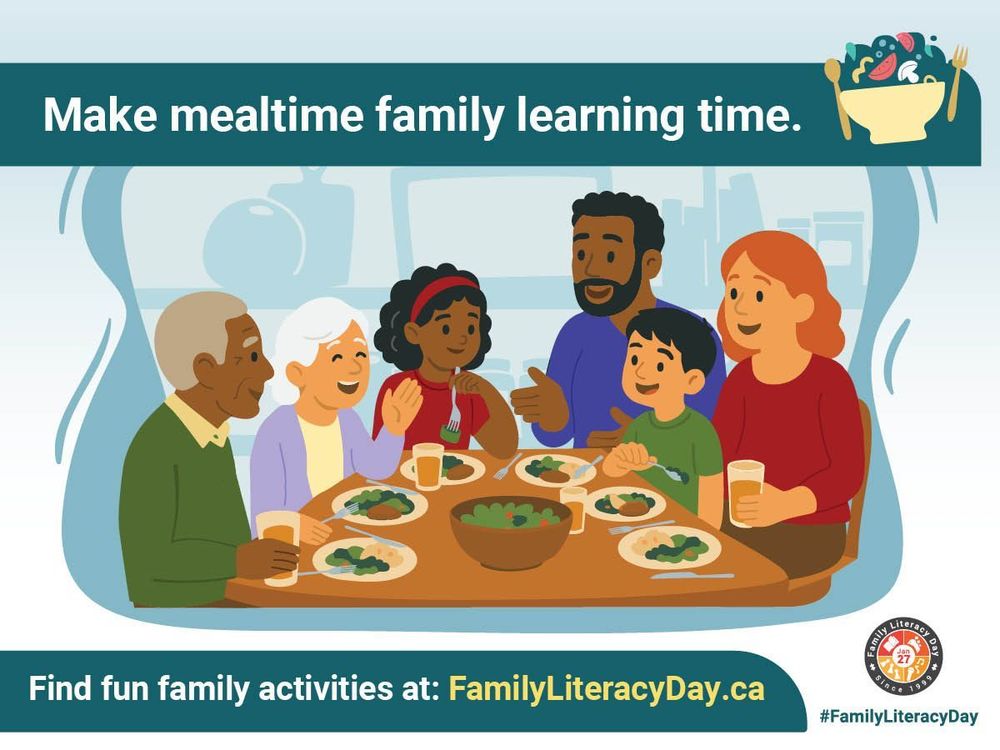 A graphic showing a family at mealtime
