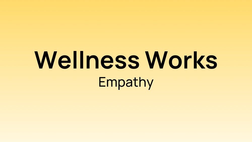 A yellow background, it says wellness works empathy