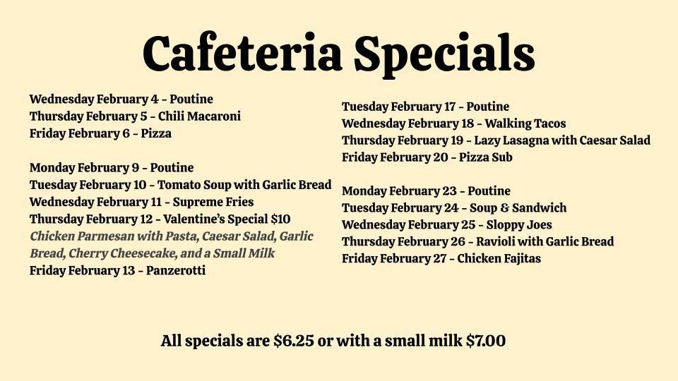 Cafeteria Specials