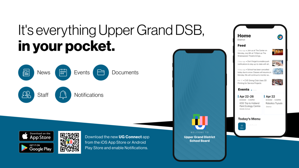Information and photos about the UGDSB mobile app UG Connect