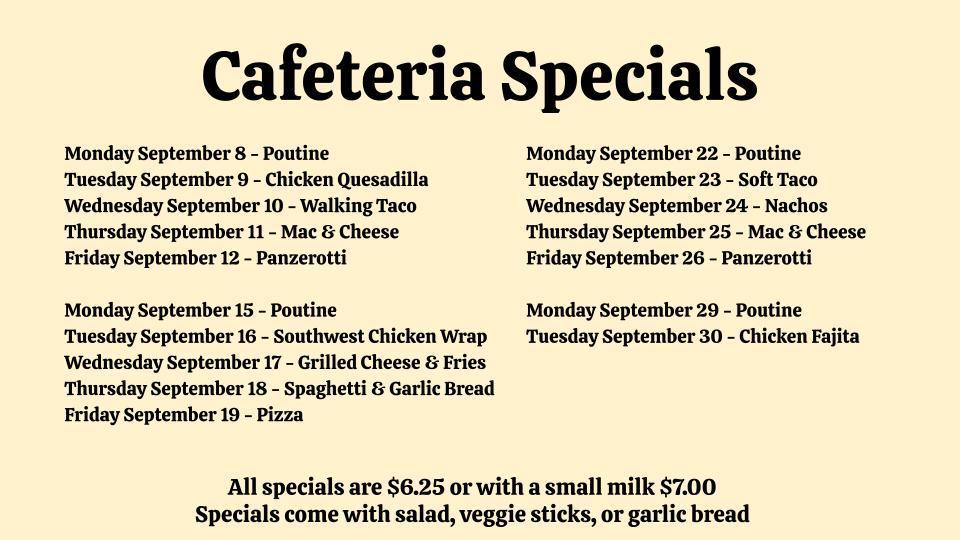 Cafeteria Specials
