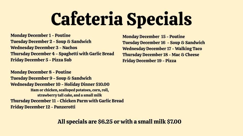 Cafeteria Specials