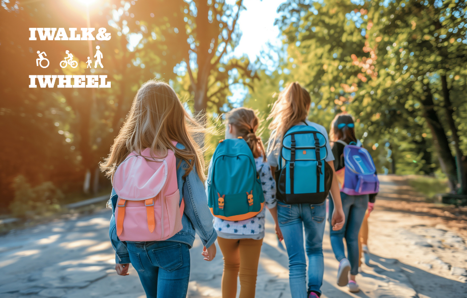 Students walking to school on a path
