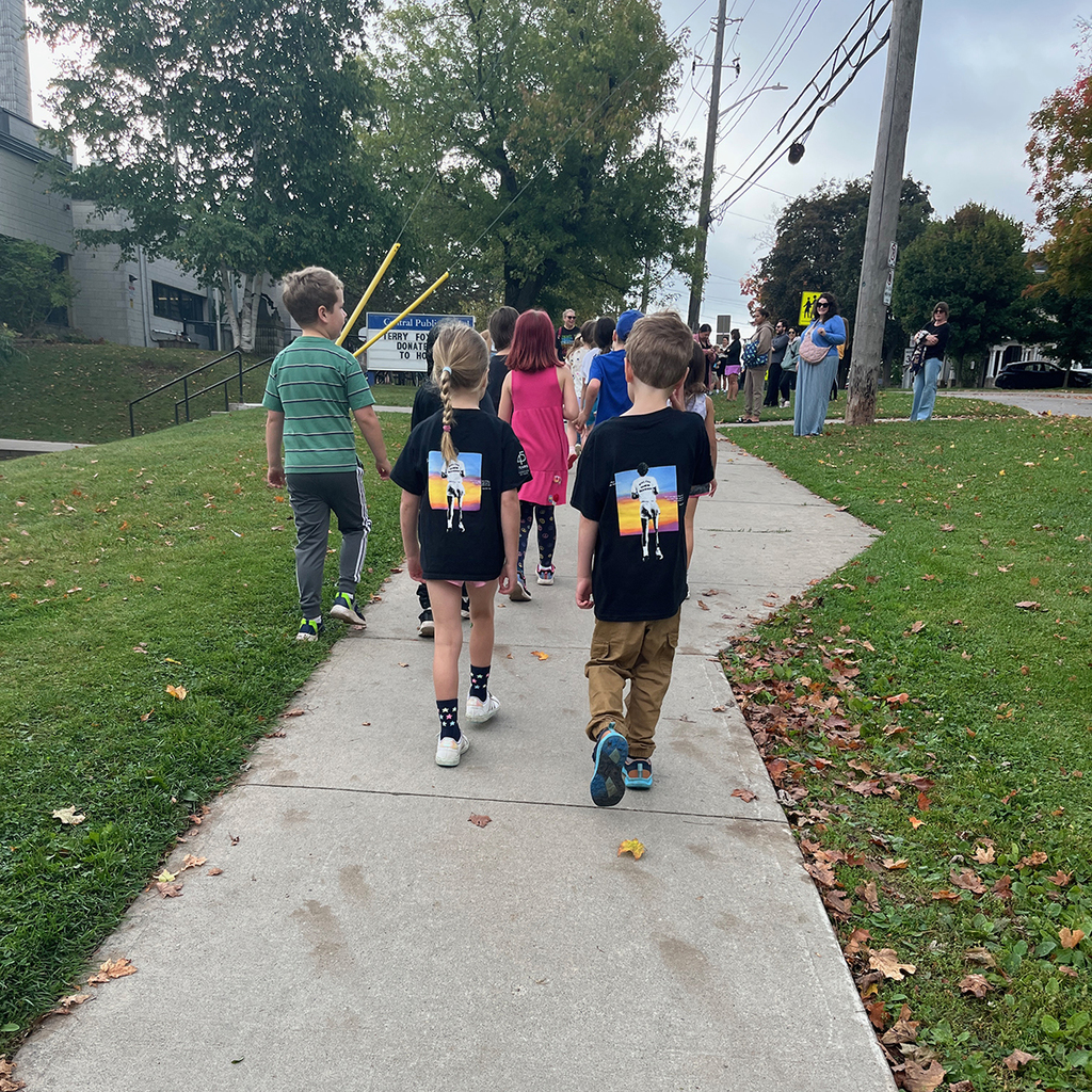 Students participating in the Terry Fox School Run/Walk