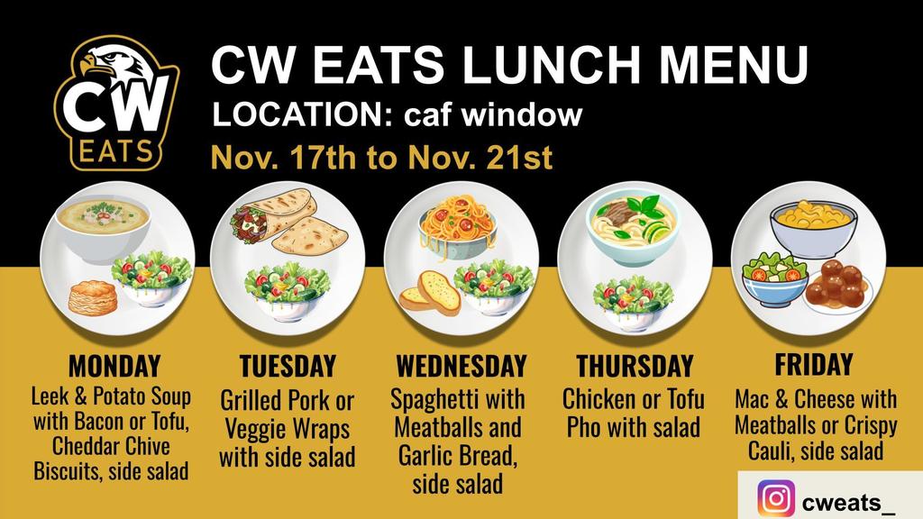 November 17 - November 21st Menu