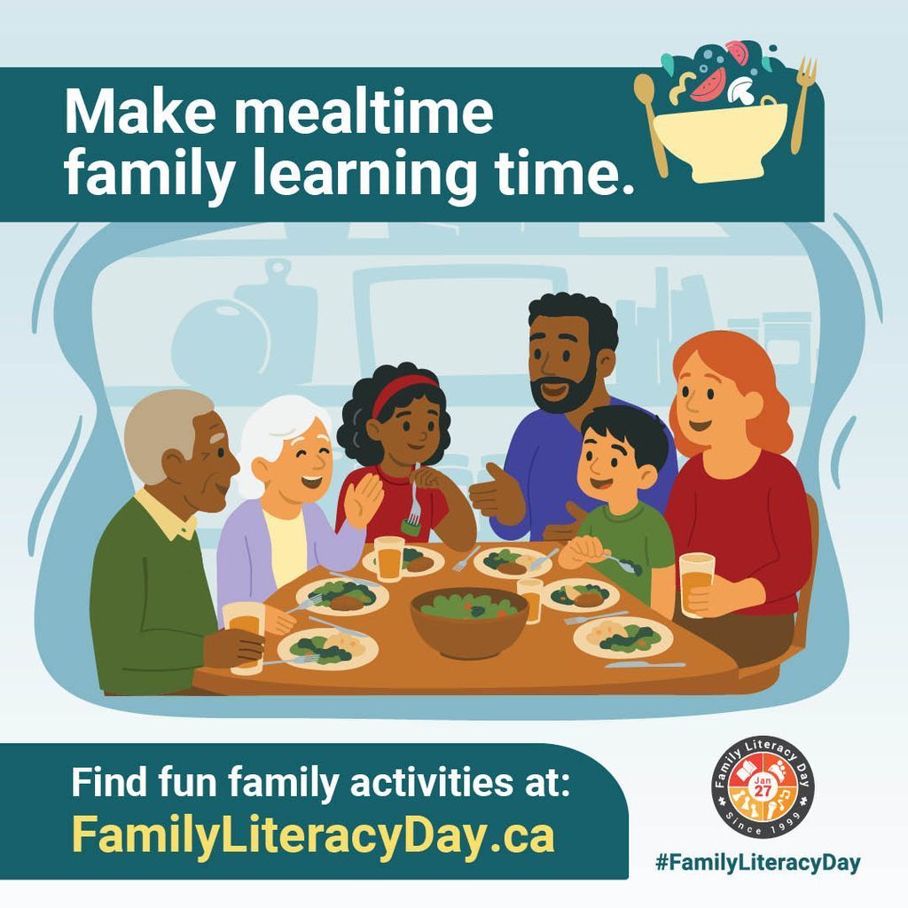 A graphic showing a family at mealtime