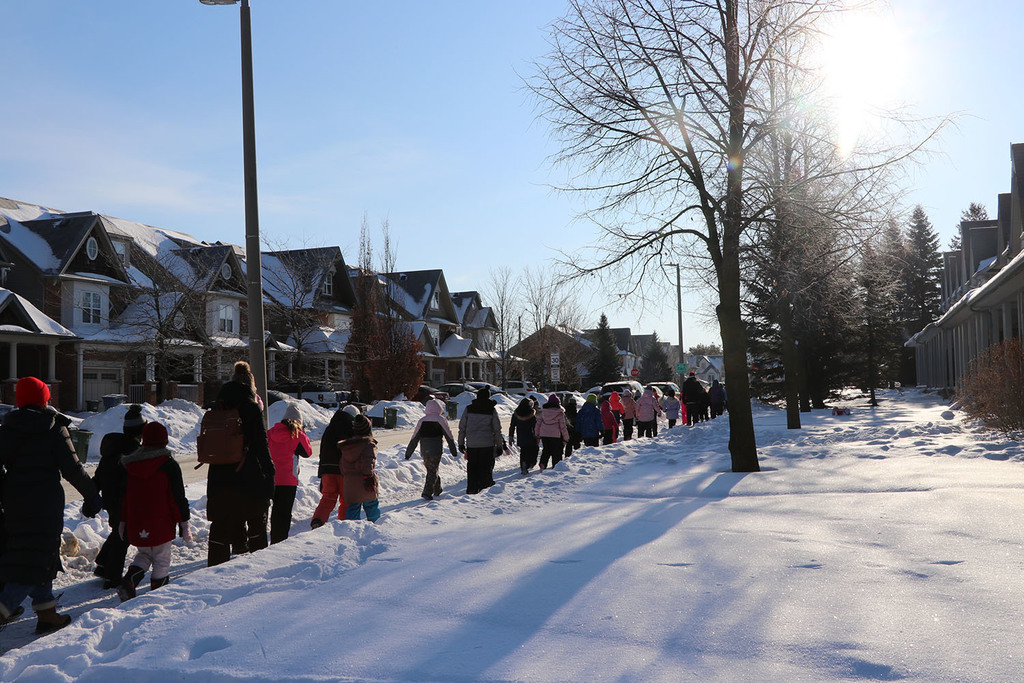 Rickson Ridge students walking for Winter Walk Day 2026