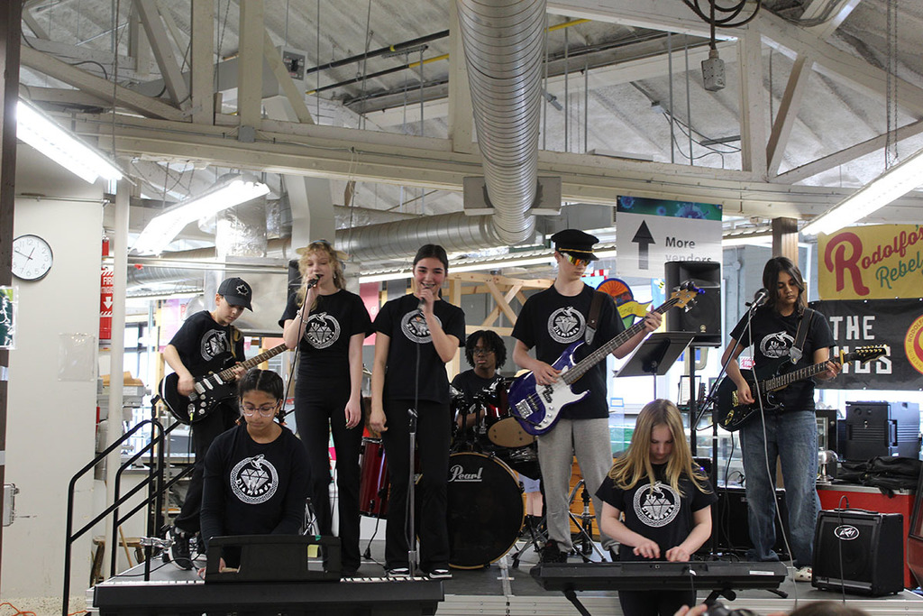 Students playing instruments