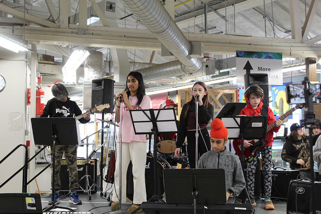 Students playing instruments