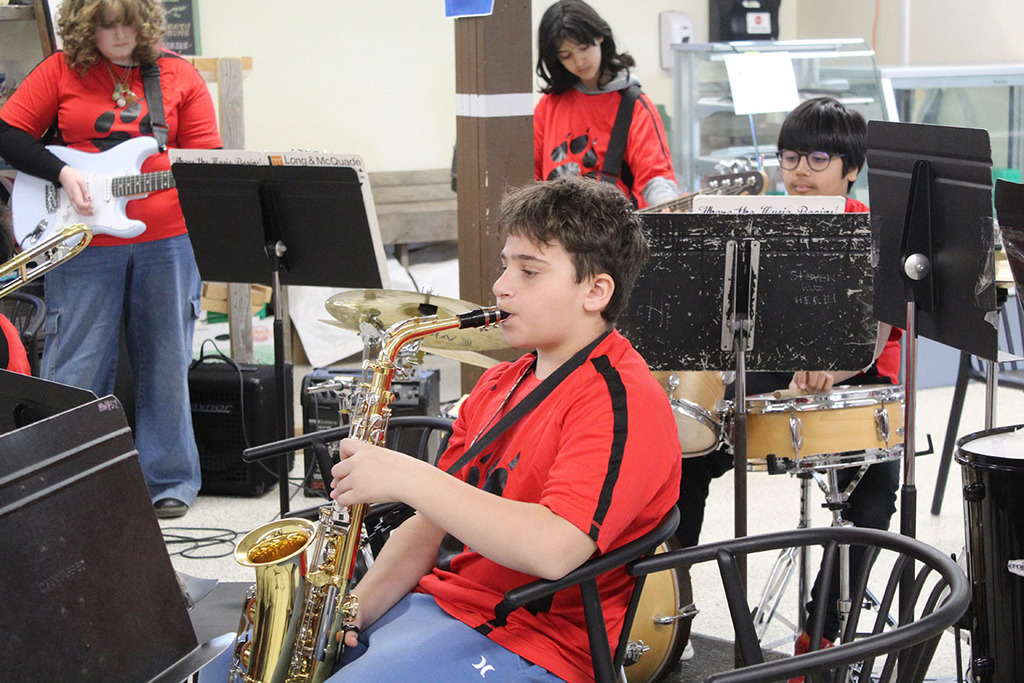 Students playing instruments