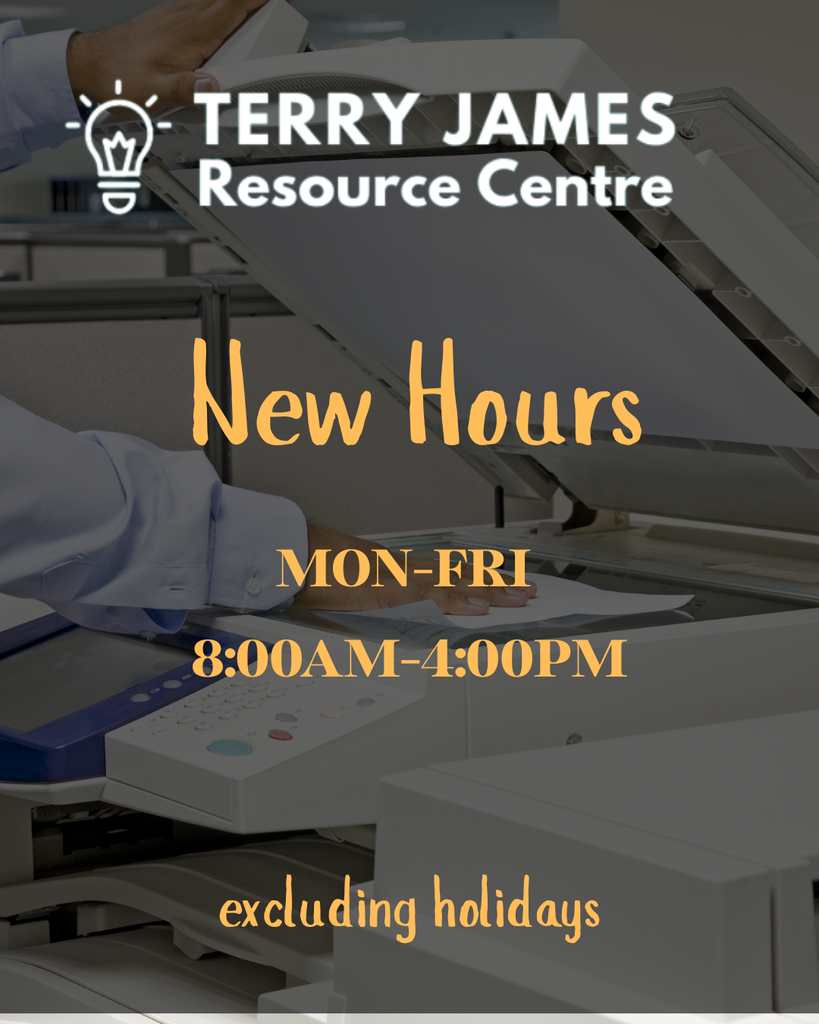 A photocopier with new hours posted