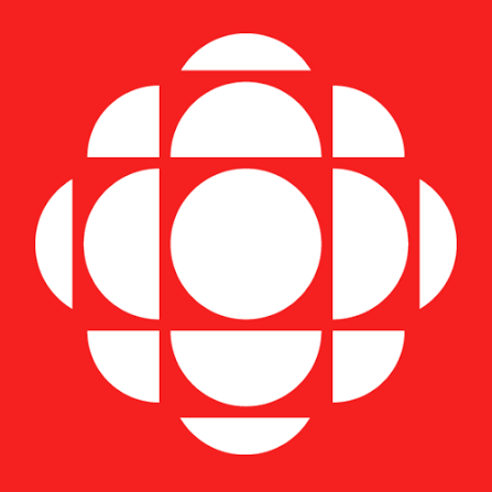 CBC Logo red and white. Ciircle in the centre with various parts of circle branching out. 