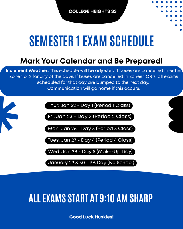 Semester 1 - Exam Schedule