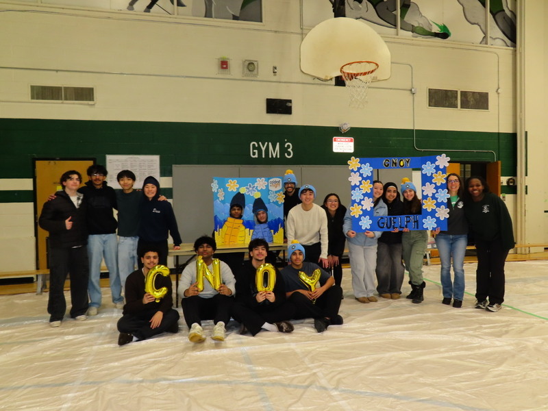 Students and staff at GCVI posing at Coldest Night of the Year event