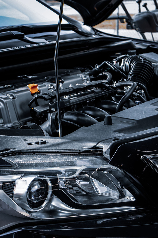 A close up photo of a car engine.