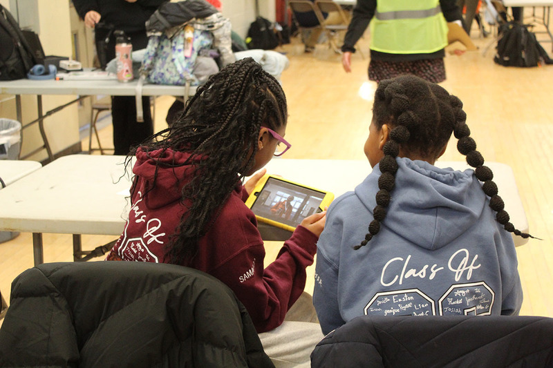 two students at skills working on tv and video production