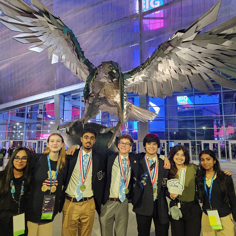 A group of students pose for a photo