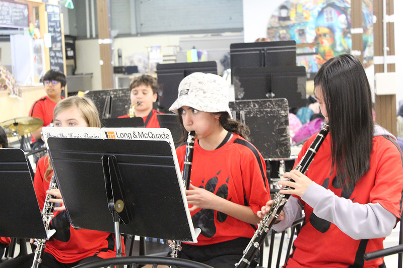 Students playing instruments