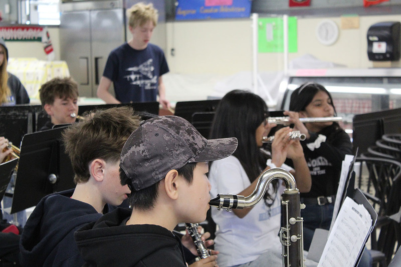 Students playing instruments
