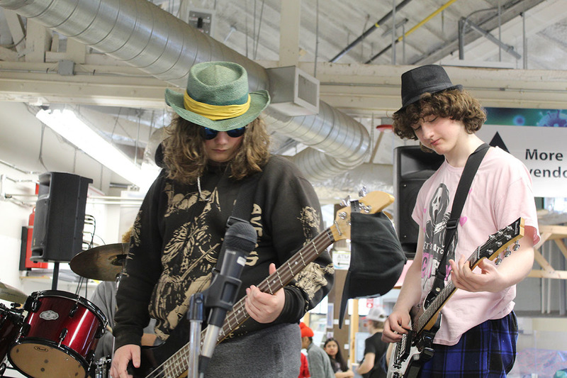 Students playing instruments