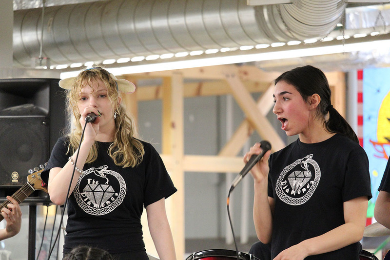 Students playing instruments